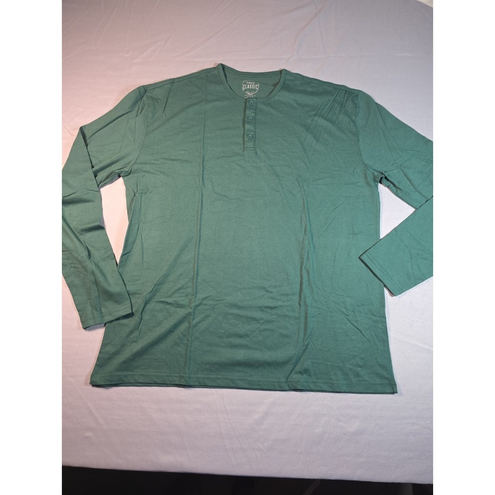 True Classic Lomg Sleeve Henley Hunter Green  XL Extra Large